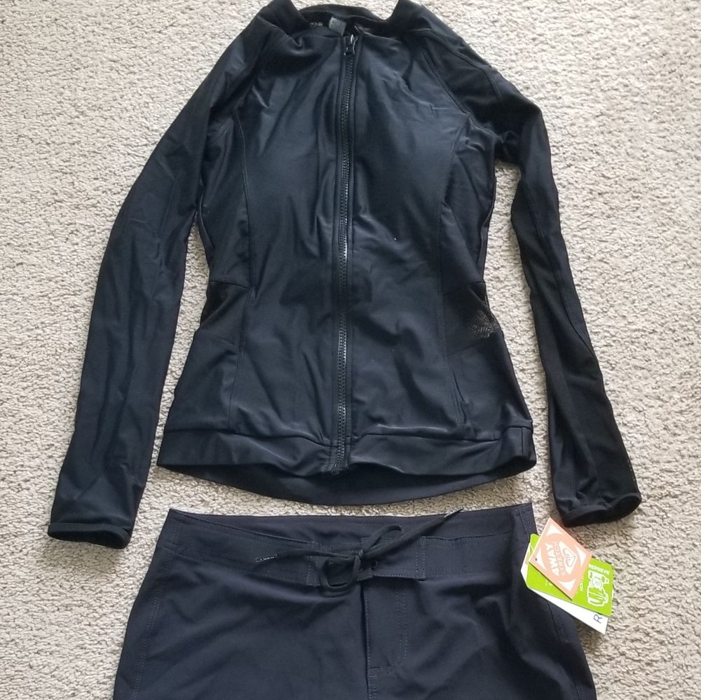 Women's size xs swim shirt and shorts